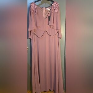 Ever Pretty Mauve Maxi Dress with Floral Embellishments